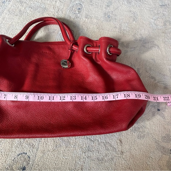 Furla Pebbled Leather Hobo Handbag Deep Red - Picture 12 of 15